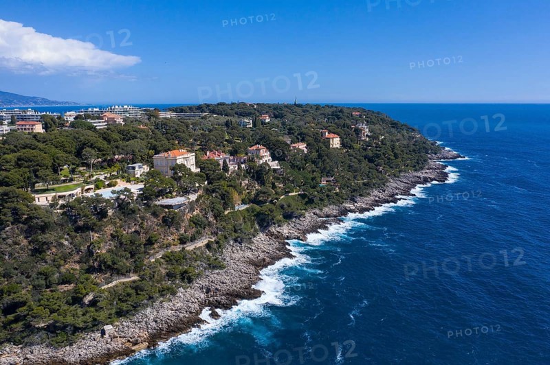 Aerial view of the Villa Del Mare estate at Cap Martin with pool and helipad
