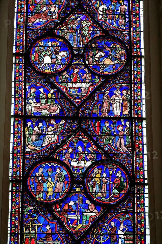 Leaded glass window in Notre Dame Cathedral of Chartres