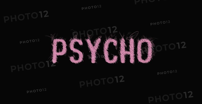 Pink Psycho text over dark background. Scribble art style
