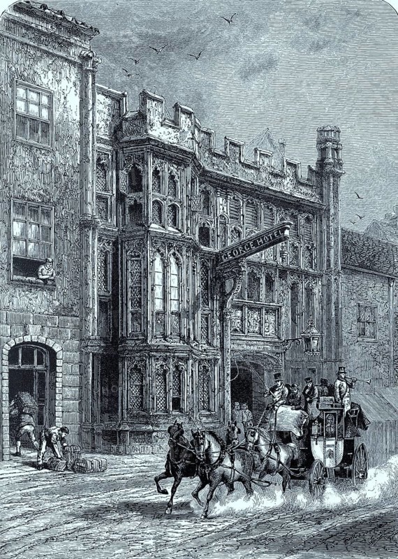 The George Hotel and Pilgrims Inn is an inn in Glastonbury built around 1470