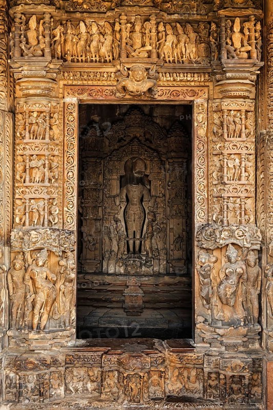 Inner view of Javari temple Hindu temple dedicated to Vishnu with broken and headless Vishnu statue inside