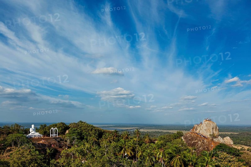 Meditation rock and Buddha statue in Mihintale
