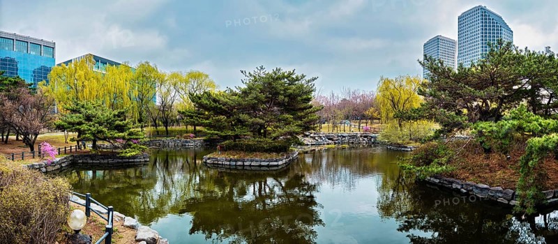 Panorama of Yeouido Park public park in Seoul