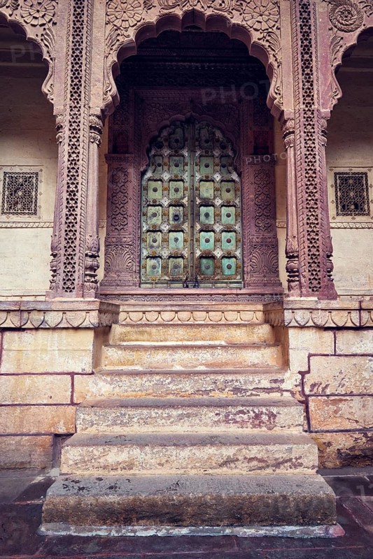 Arched gateway in Mehrangarh fort example of Rajput architecture