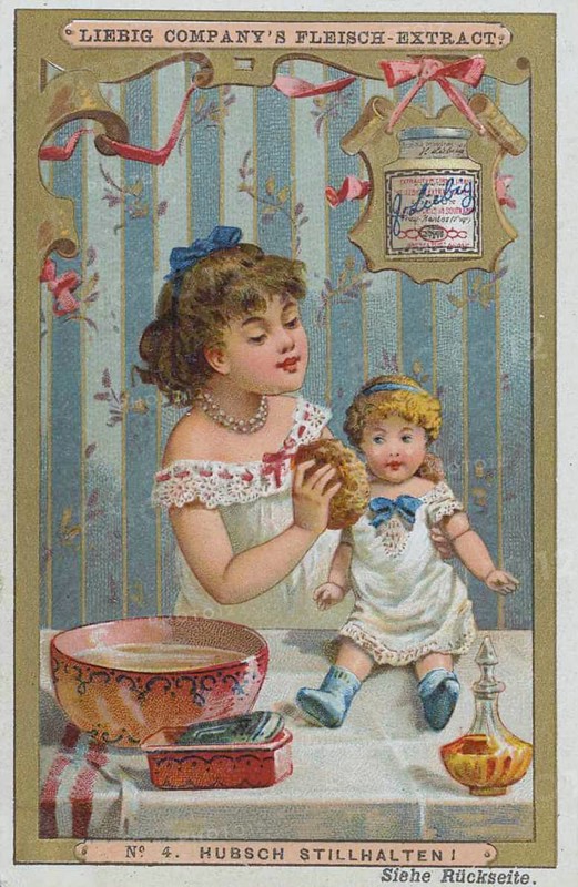 Picture series Girl playing with a doll: Keeping still