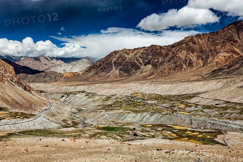 Kardung village in Himalayas mountains near Kardung La Pass