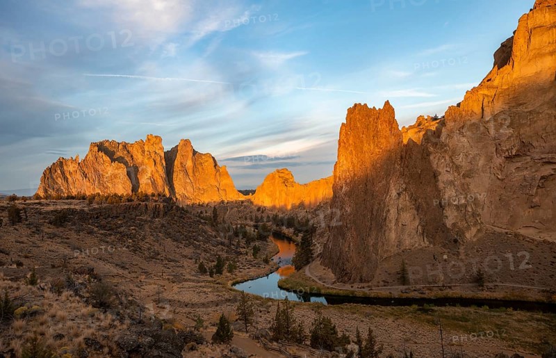 Red rock walls at sunrise