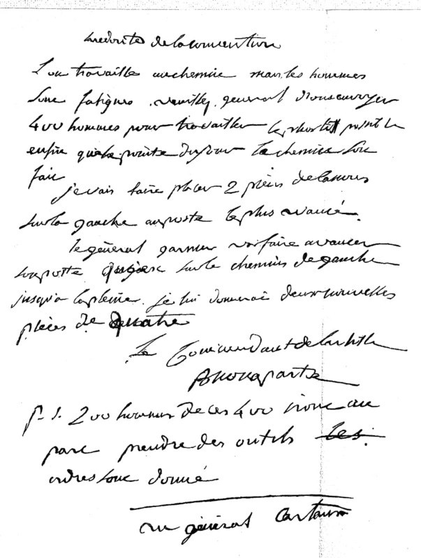 Report from Napoleon Bonaparte to Jean-Francois Carteaux