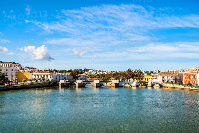 Beautiful cityscape of historic Tavira by Gilao river