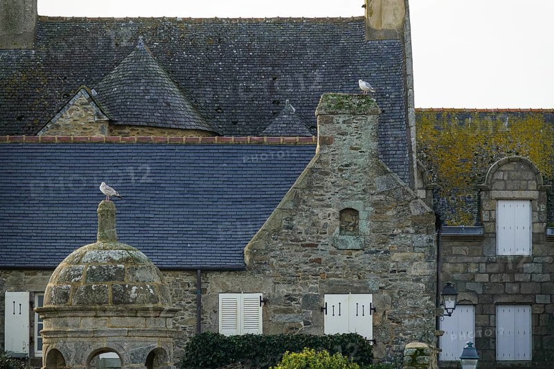 Chapel Saint-Ninien and old dwellings at the port of Roscoff