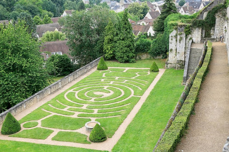 Labyrinth in the gardens of the episcopal palace below Notre Dame of Chartres Cathedral