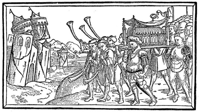 The Jews with the Ark of the Covenant in front of the Walls of Jericho