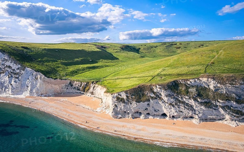 White Cliffs over Jurassic Coast and Durdle Door