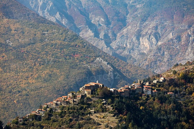 Autumn in the Ligurian Alps with a view of Triora Liguria