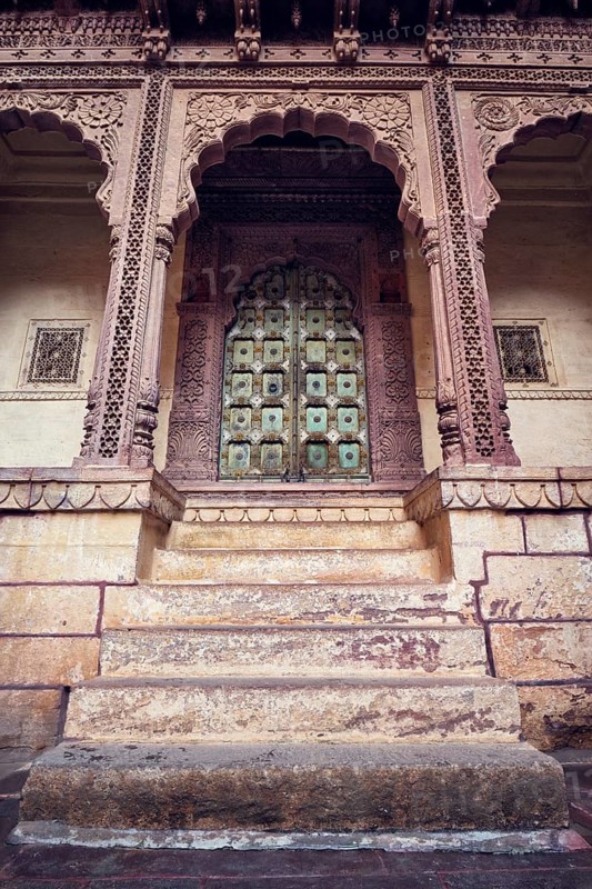 Arched gateway in Mehrangarh fort example of Rajput architecture. Jodhpur