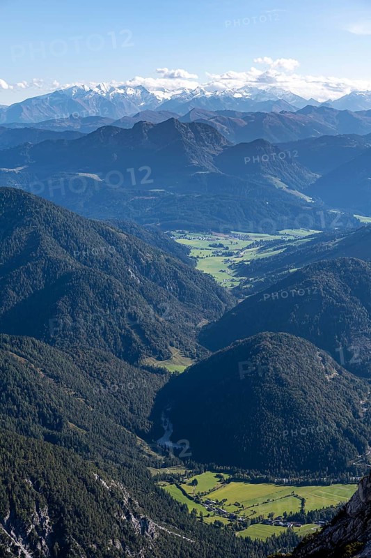 Valleys and forested mountains