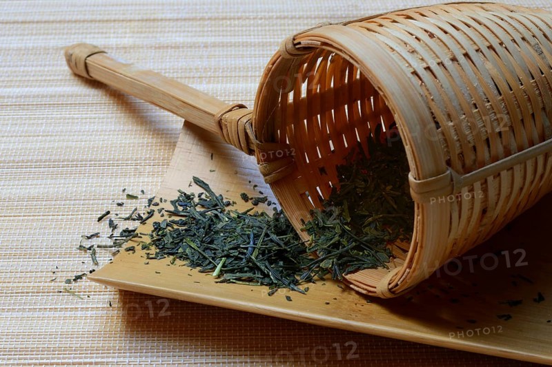 tea in bamboo strainer