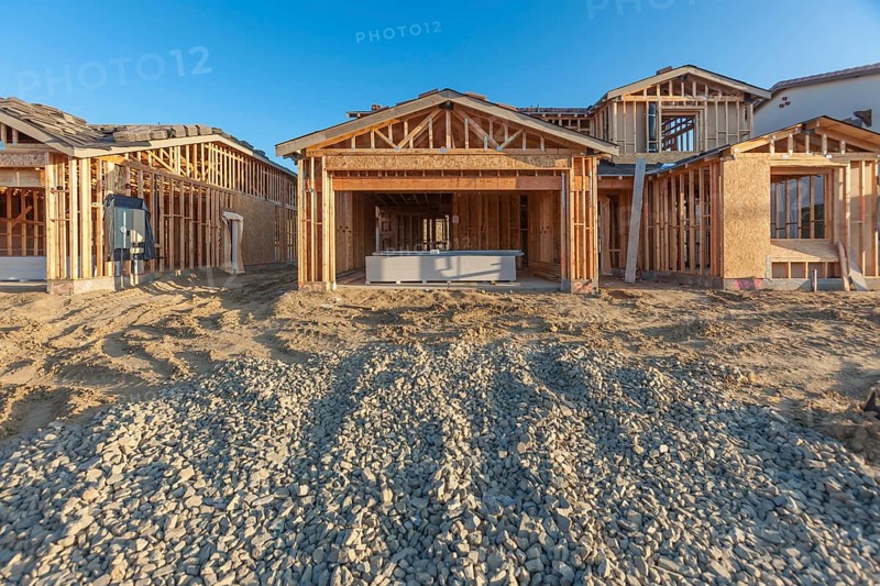 New wood houses framing at construction site
