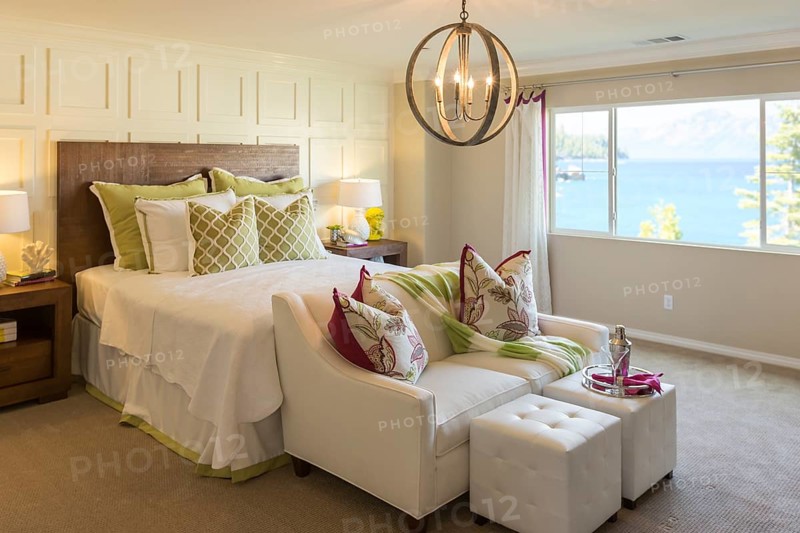 Beautiful abstract of inviting bedroom interior and sitting area
