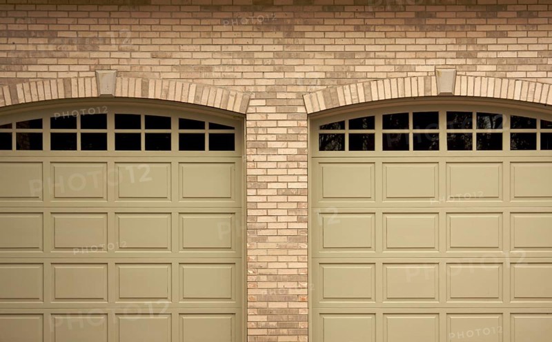 Abstract of modern home brick and garage doors