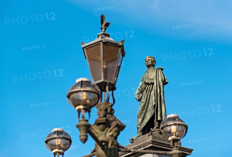 Street lamp and Adam Mickiewicz Monument