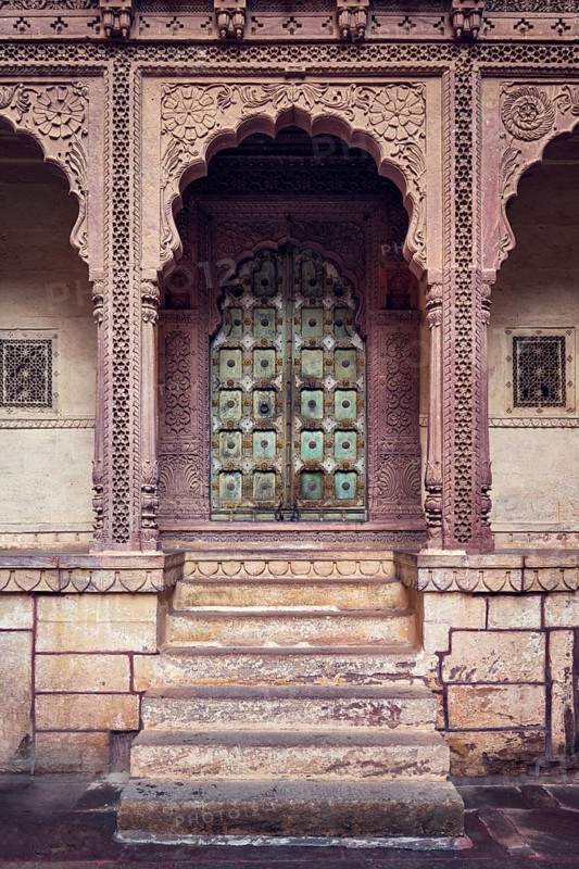 Arched gateway in Mehrangarh fort example of Rajput architecture