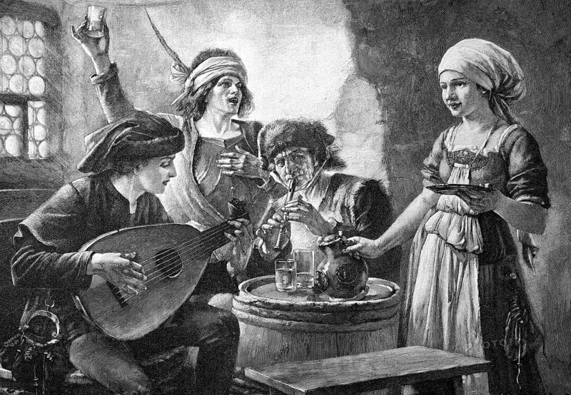 Music Trio in a Village Inn