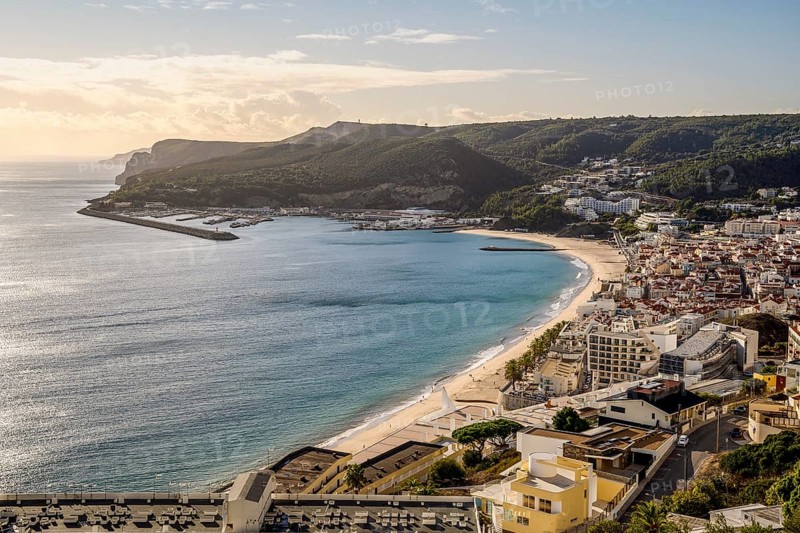 Beautiful cityscape of Sesimbra by Atlantic Ocean