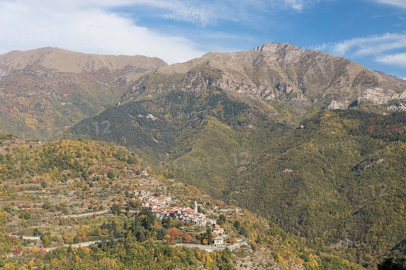 Autumn in the Ligurian Alps with a view of Corte