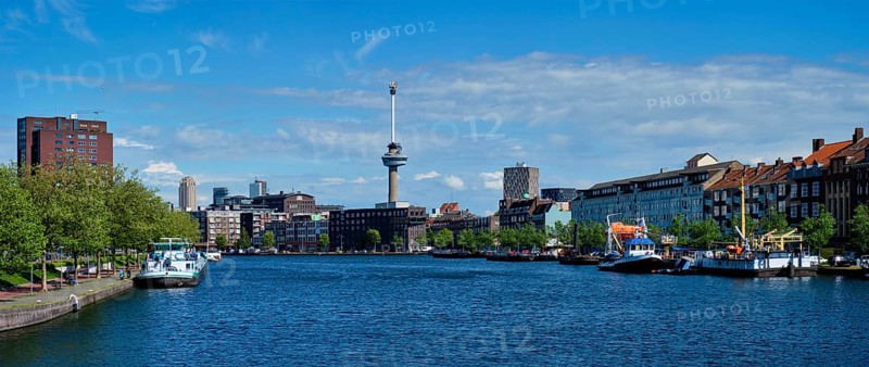 View of Rotterdam cityscape with Euromast observation tower