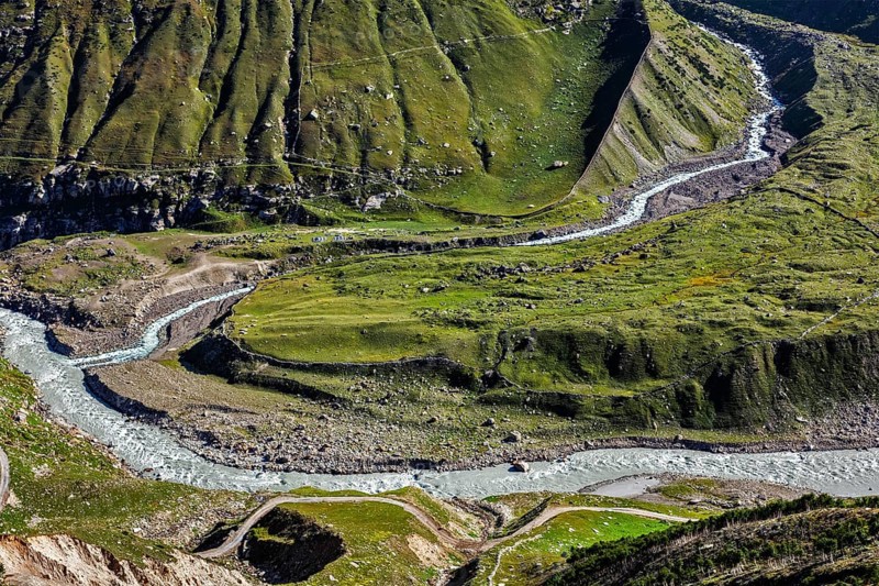 View of Lahaul valley with Chandra river