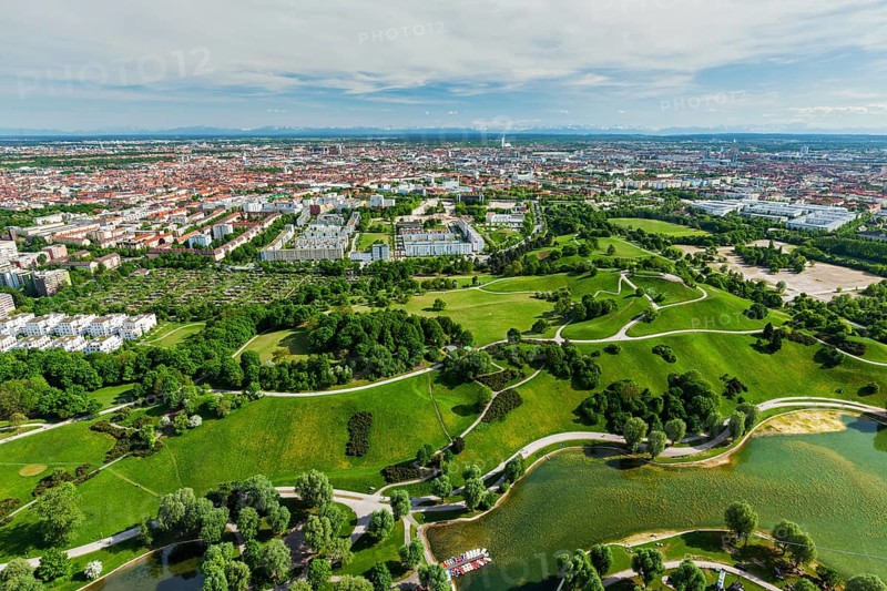 Aerial view of Olympiapark from Olympiaturm