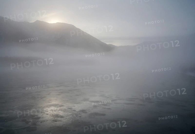 Fog over the Sylvenstein reservoir