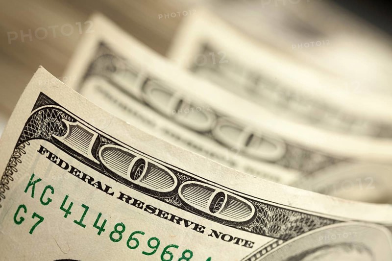 Abstract of one hundred dollar bills