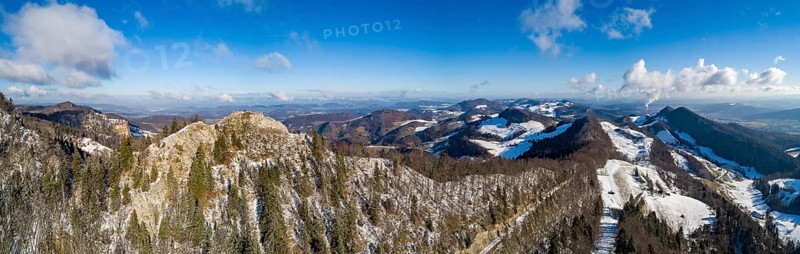Belchenflueh and view of the first Jura mountains in winter