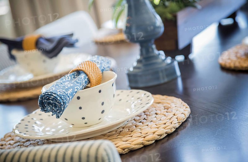 Beautiful abstract of dining table with place settings