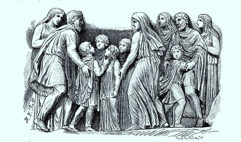 Darstellung einer deutschen Familie auf der Colonna