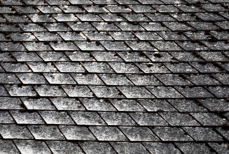 Old mossy and weathered house roof