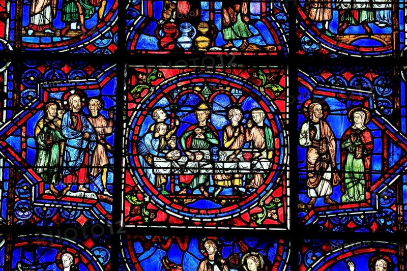 Leaded glass window in Notre Dame Cathedral of Chartres