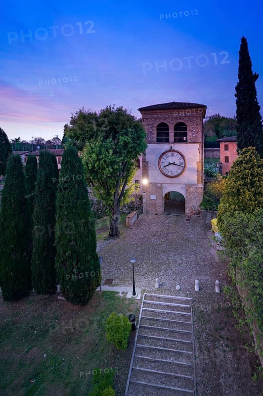 The clock tower at Castiglione delle Stiviere Castle