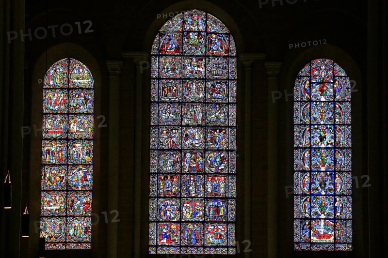 Leaded glass window in Notre Dame Cathedral of Chartres