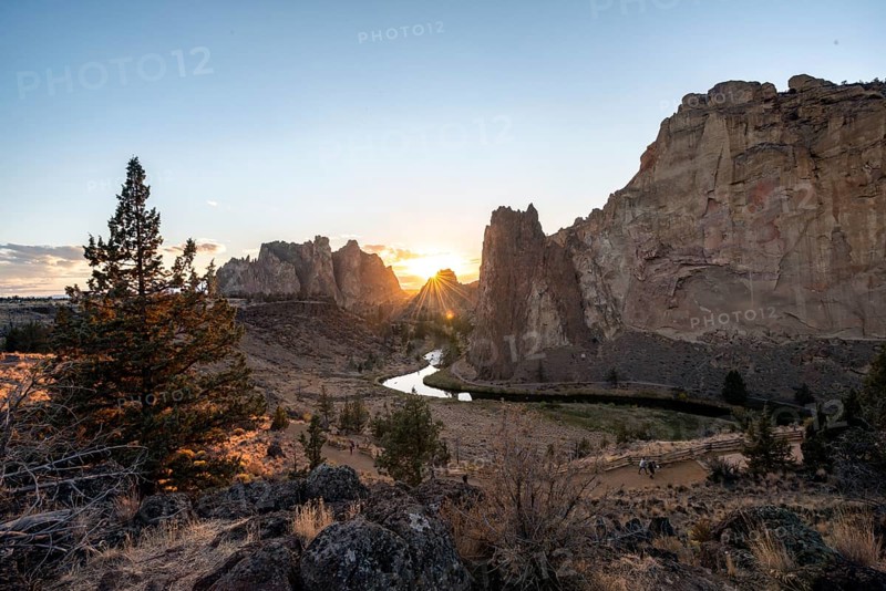 Sun star on rock walls
