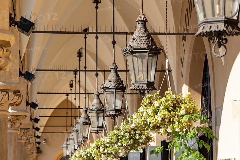 Lanterns at Arcades of Sukiennice Cloth Hall
