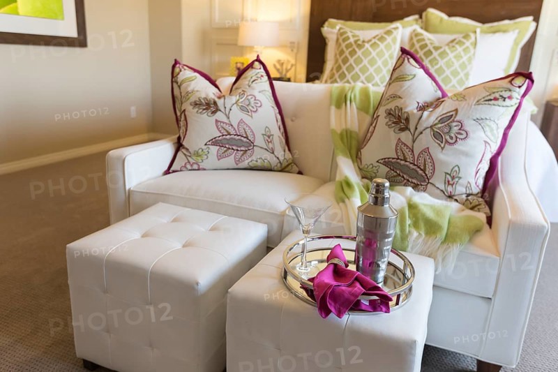 Beautiful abstract of inviting bedroom interior and sitting area