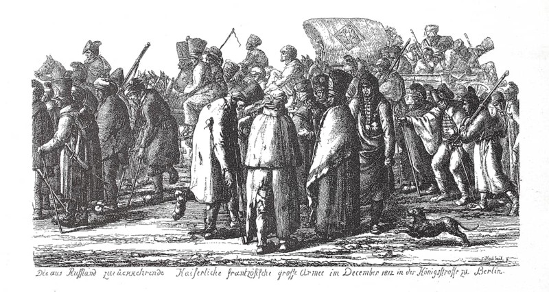Remnants of the French army returning from Russia passing through Berlin