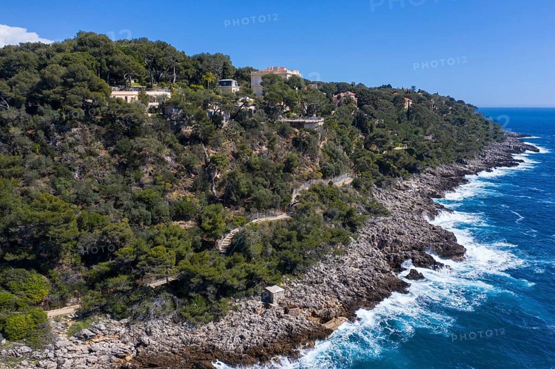 Aerial view of the Villa Del Mare estate at Cap Martin with pool and helipad