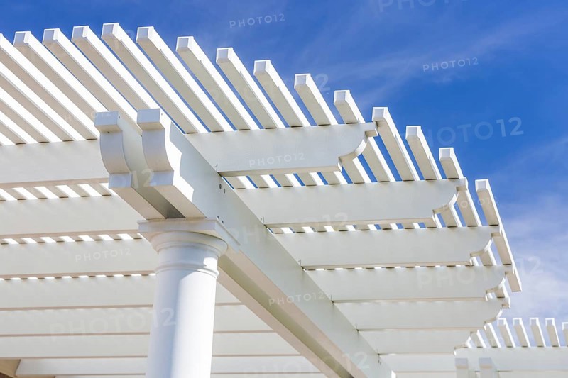 Beautiful house patio cover against the blue sky