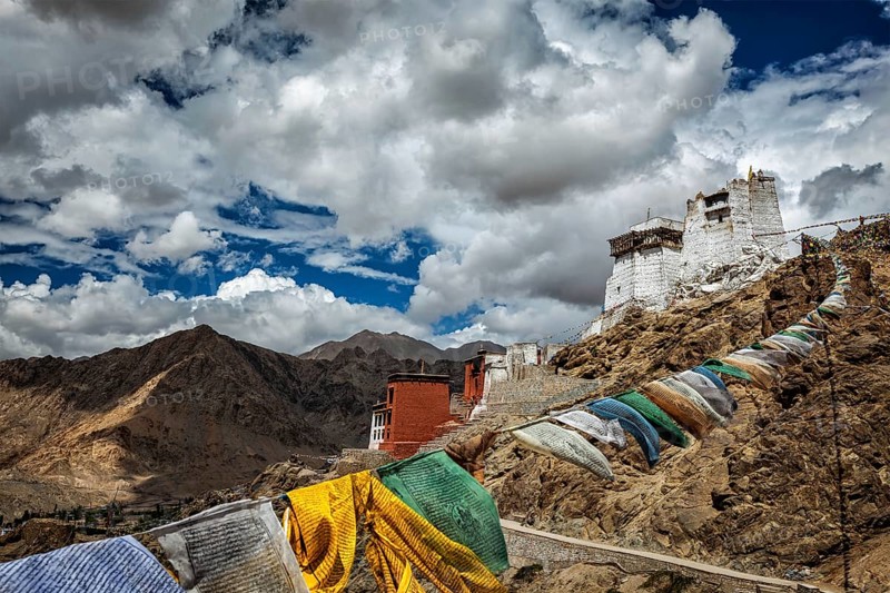 Leh Tsemo fort and gompa and lungta