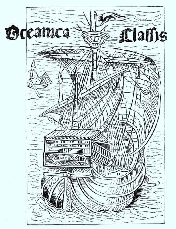 Zeichnung eines spanischen Schiffes aus der Zeit der Entdeckung Amerikas um 1492