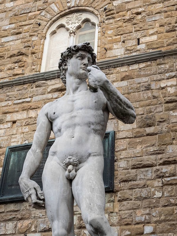 Marmorstatue David von Michelangelo vor Palazzo Vecchio